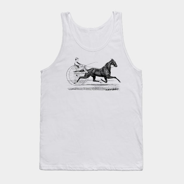 Harness Racing Horse Black and White Illustration Tank Top by Biophilia